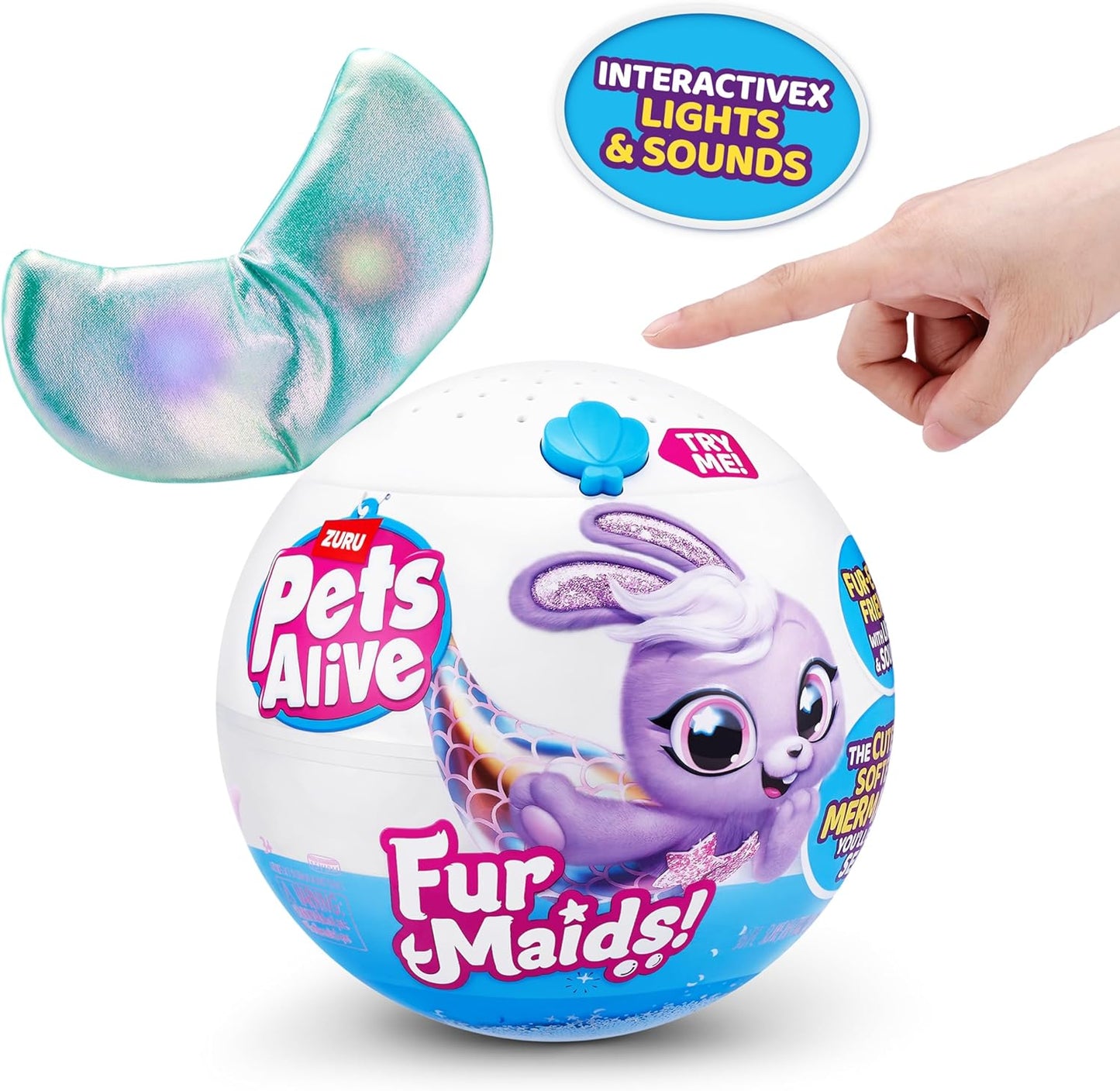 Pets Alive Furmaids da ZURU, brinquedo eletrônico de pelúcia de sereia, bichinhos de pelúcia robóticos e brinquedo interativo para meninas com luzes e 10 surpresas (verde)