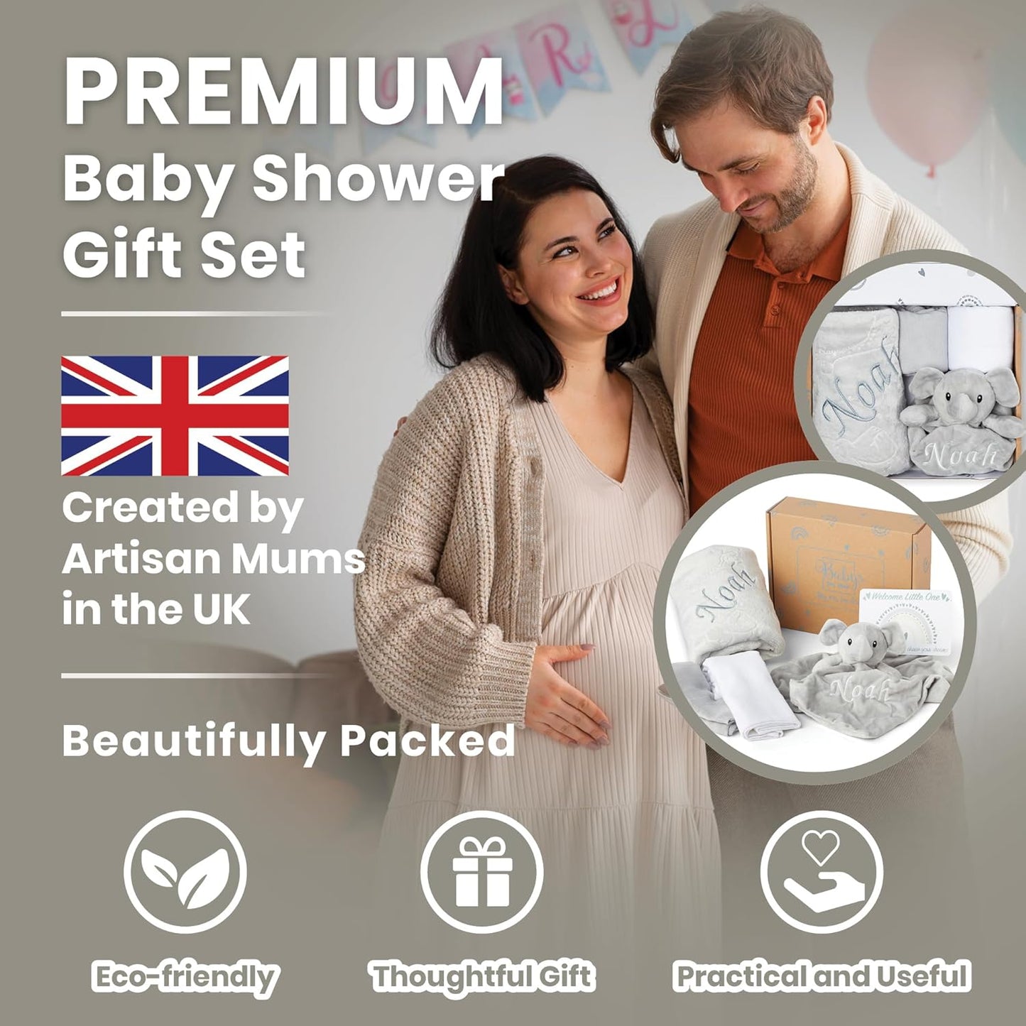 Baby Box Shop - Presentes personalizados para meninos, presente ideal para batizado: cobertor de lã, Baby Box Shop - 5 itens essenciais para recém-nascidos, ideais como presentes para chá de bebê e batizado, panos de musselina e presentes