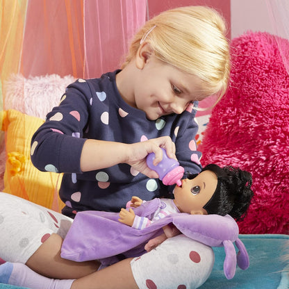 Boneca Baby Alive Bunny Sleepover, bonecas de 12 polegadas com tema para dormir, saco de dormir e acessórios para bonecas com tema de coelho, brinquedos para meninas e meninos de 3 anos e acima, cabelo castanho (exclusivo da Amazon)