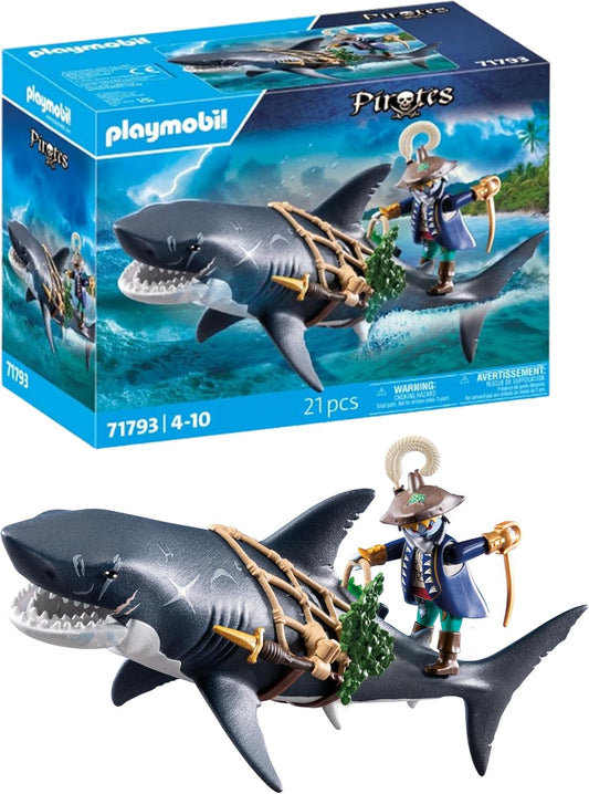 Playmobil | Piratas | Perigo de Tubarão Gigante | Brinquedos de Piratas | Figuras de Brinquedo | Brinquedos para Crianças a partir de 4 Anos | 71793