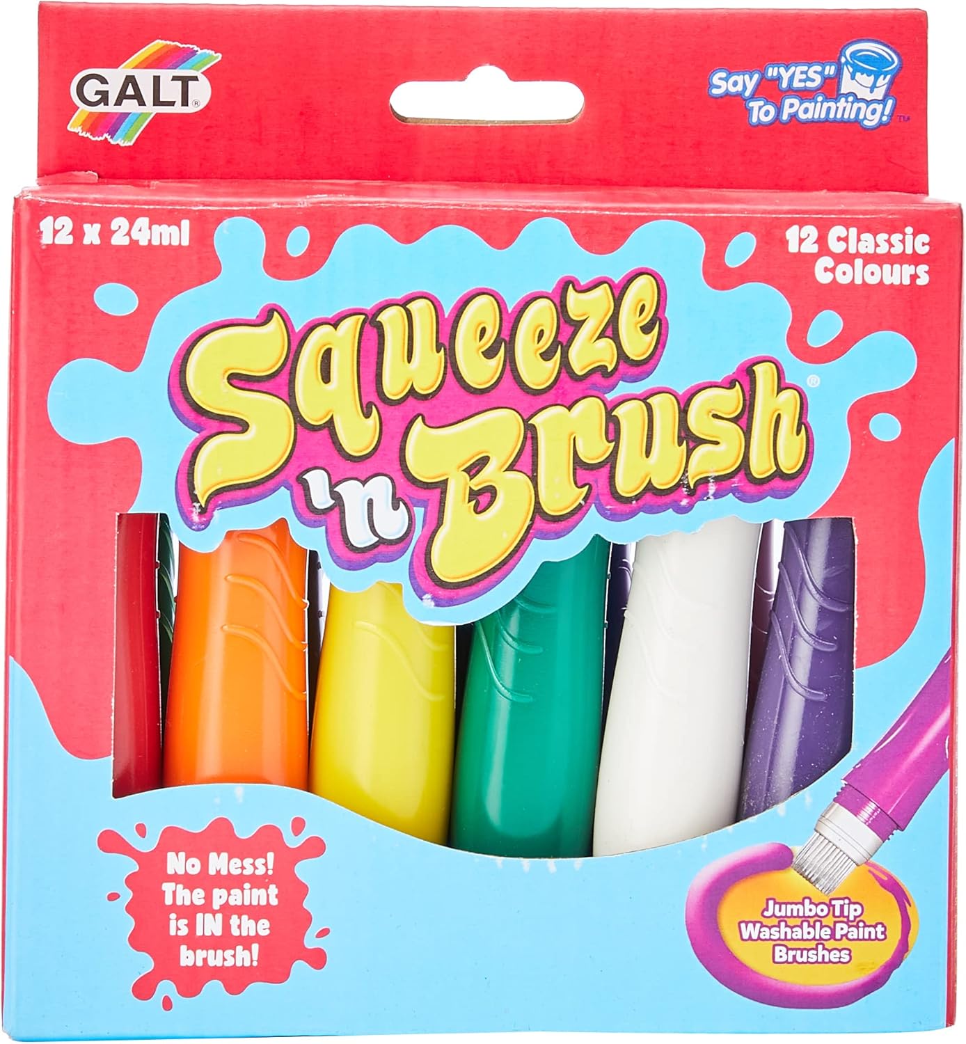 Galt Toys, Squeeze 'n Brush - 12 cores clássicas, canetas de tinta com ponta de pincel, para crianças a partir de 3 anos