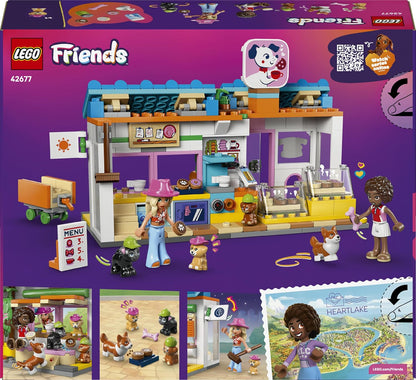 LEGO Friends Padaria de Petiscos para Cães - Loja de Brinquedos com 2 Mini Bonecas, 4 Figuras de Animais, Caixa de Transporte para Animais de Estimação e Acessórios de Comida de Brinquedo - Ideia de Presente de Aniversário para Meninas,