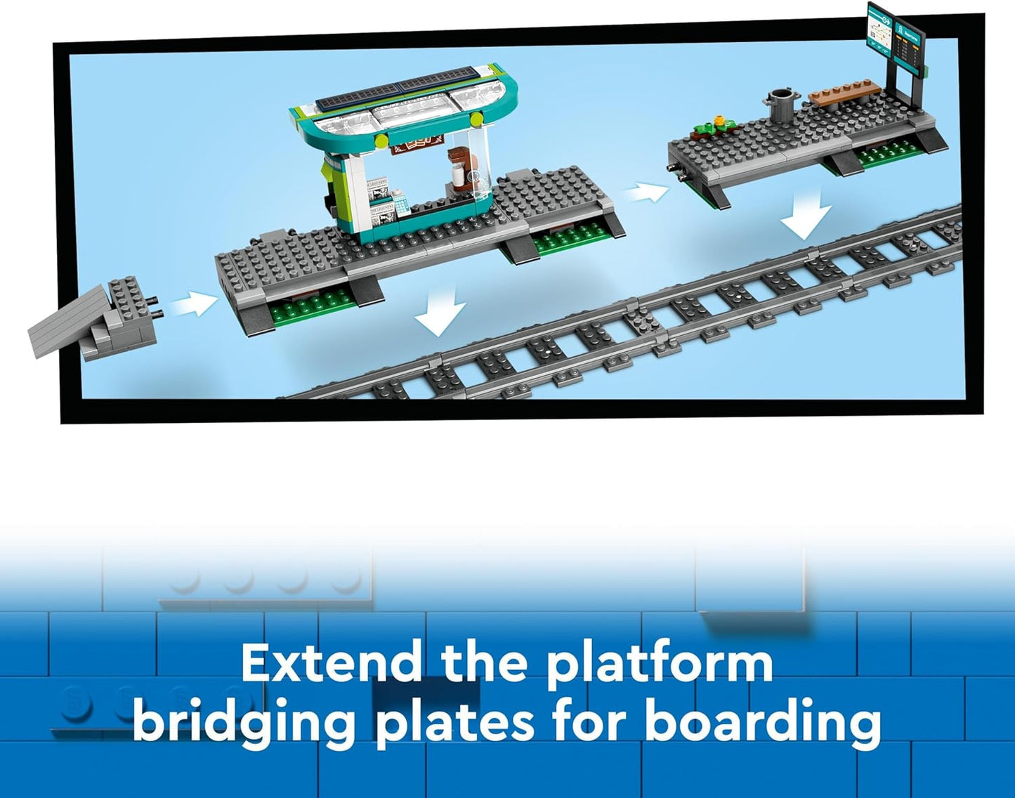 LEGO Conjunto de brinquedos de construção de veículos de estação e bonde City Downtown para crianças, meninos e meninas de mais de 7 anos, com 6 minifiguras e uma figura de cão-guia para dramatização, ideia de presente de aniversário,