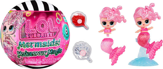 L.O.L. Surprise! Mermaids Makeover Magic Tots – Gloss labial "faça você mesmo" para usar (você e sua boneca), misture e crie maquiagem, diversão com água, 6 bonecas para colecionar – para crianças a partir de 4 anos.