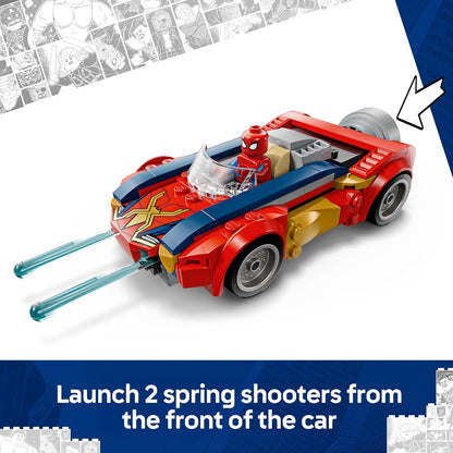 LEGO | Marvel Homem-Aranha Carro vs. Wolverine Venomizado - Brinquedo de Super-Herói com um Modelo de Carro, 2 Minifiguras e 2 Lançadores de Mola - Presente para Meninos e Fãs a partir de 7 Anos - 76336