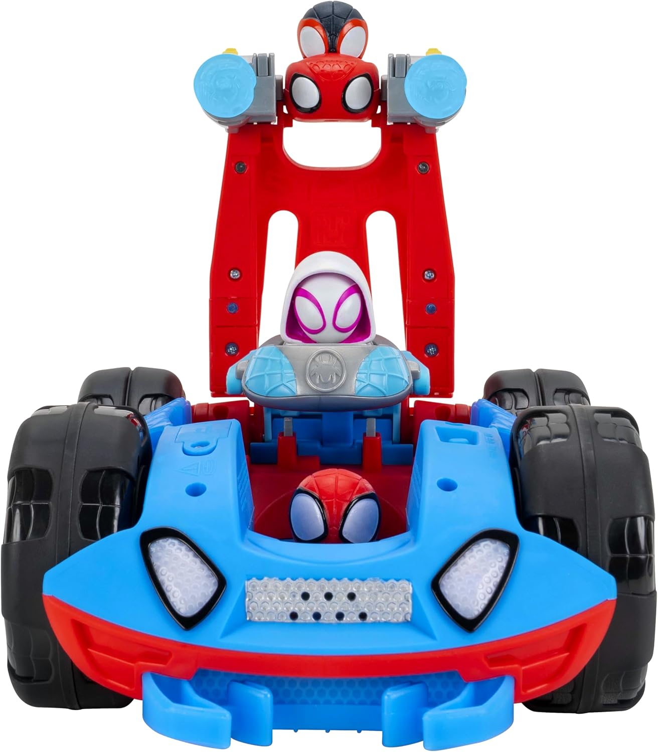 Marvel Homem-Aranha e Seus Incríveis Amigos - Veículo de Dupla Face da Equipe Homem-Aranha com Luzes, Sons e Lançadores de Teia - 28 cm