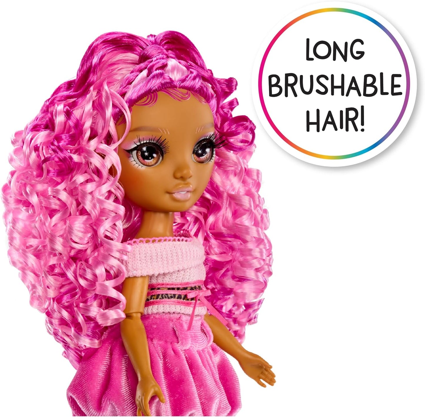 Boneca Rainbow High Sparkle & Shine - Leilani - Boneca Fashion de 28cm com Cabelo Rosa e Bolhas Mágicas nas Pernas, Colorida, Estilosa, Divertida, Colecionável, Para Crianças de 4 a 12 Anos ou Mais