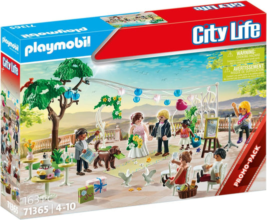 Playmobil 71365 City Life Paquete Promocional Recepción de Boda, Boda Romántica de Juego de Rol, con Decoraciones y Varios Invitados y Animales, Juego de Rol Ceremonial, Juego de Juguetes Adecuado para Niños a Partir de 4 Años