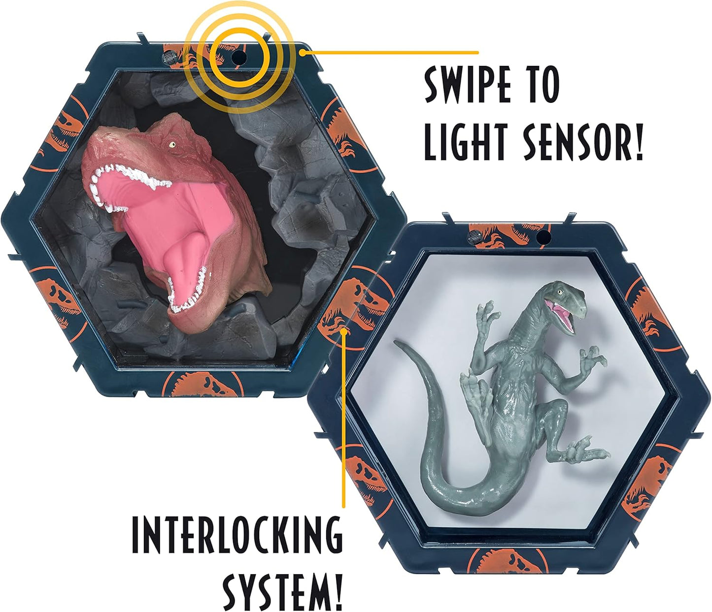 WOW Pods Velociprator Azul Display Iluminado Jurassic World Dominion Dinossauro