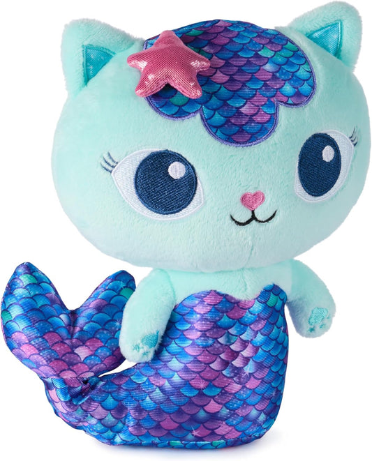 Gabby’s Dollhouse, Sereia-Gata Fin-Tastic, Brinquedo de Pelúcia Premium, Animal de Pelúcia de 25cm de Altura com Cauda de Sereia Móvel, Brinquedo Infantil para Meninas e Meninos a partir de 3 Anos