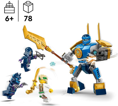 LEGO NINJAGO Jay’s Mech Battle Pack, brinquedo de bonecos de ação para meninos, meninas e crianças de 6 anos ou mais, conjunto Dragons Rising com personagem ninja Jay Minifigura para diversão de dramatização, pequena ideia de presente 71805