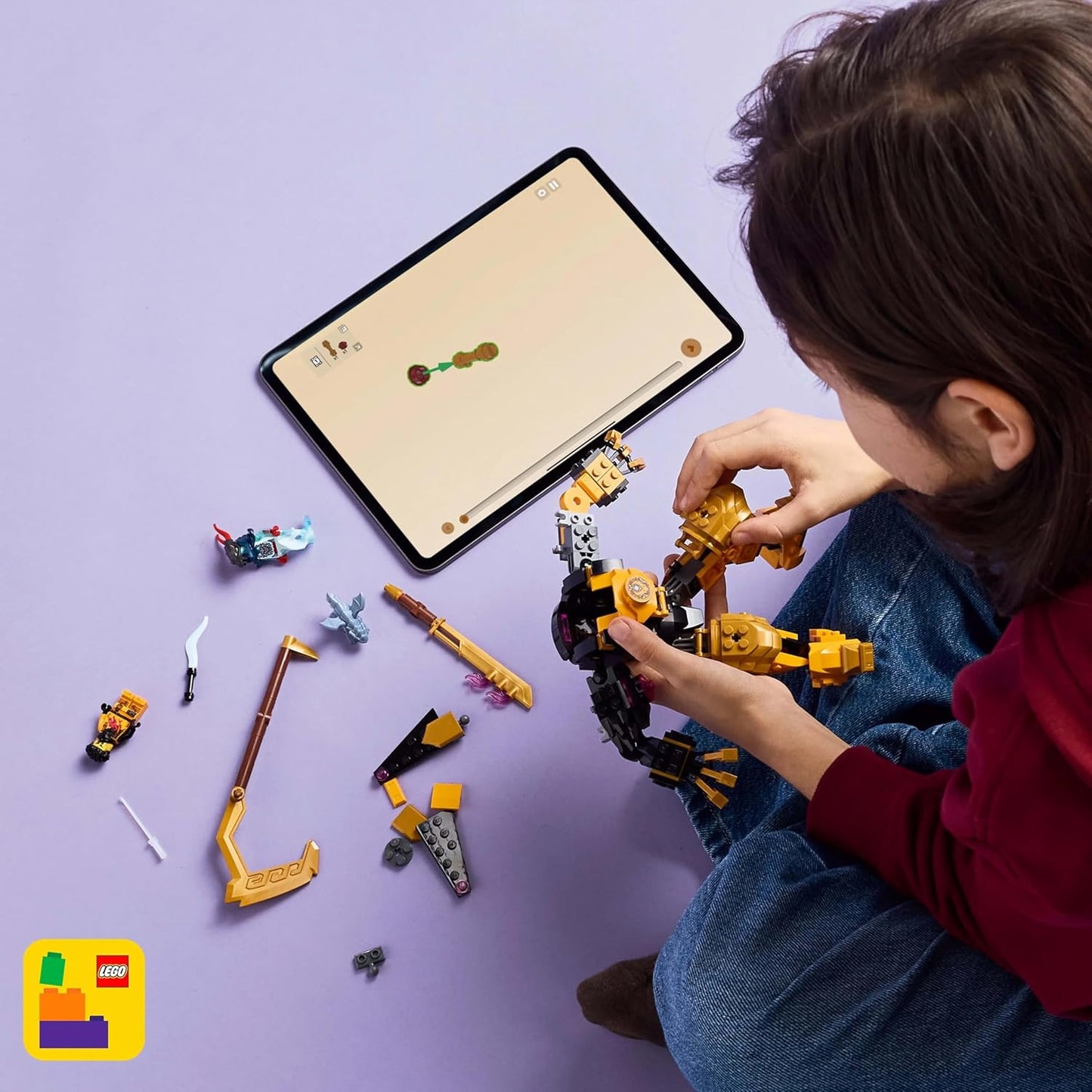 LEGO NINJAGO Arin's Spinjitzu Battle Mech Toy - Figura articulada para misturar e combinar, Bebê Dragão Riyu e 2 minifiguras ninja - Presente para meninos com mais de 7 anos e fãs de Dragons Rising - 71839