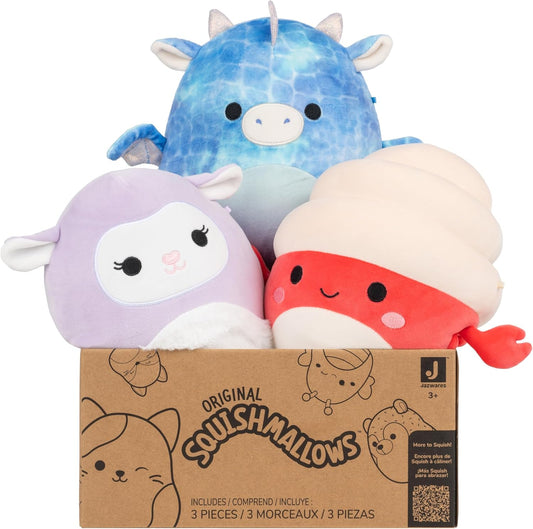 Squishmallows Original Pacote Misterioso de 20 cm - Pelúcia Ultramacia de Tamanho Pequeno - Modelos Variados - Idade Recomendada: 3+ - Caixa Surpresa que Inclui Três Pelúcias Originais de Tamanho Médio de 20 cm