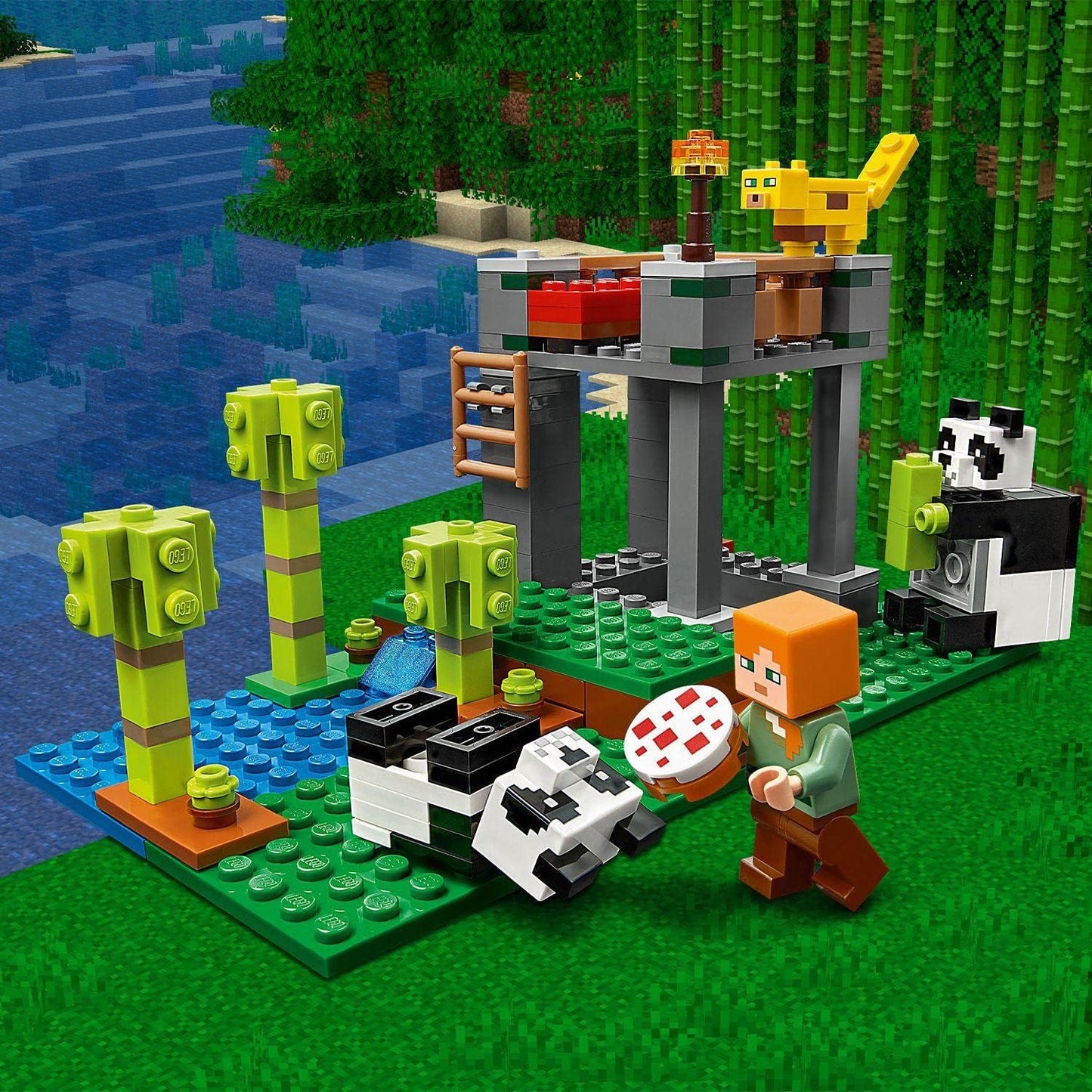 LEGO 21158 Minecraft The Panda Nursery Building Set com Alex e figuras de animais, brinquedos para meninos e meninas de 7 anos ou mais