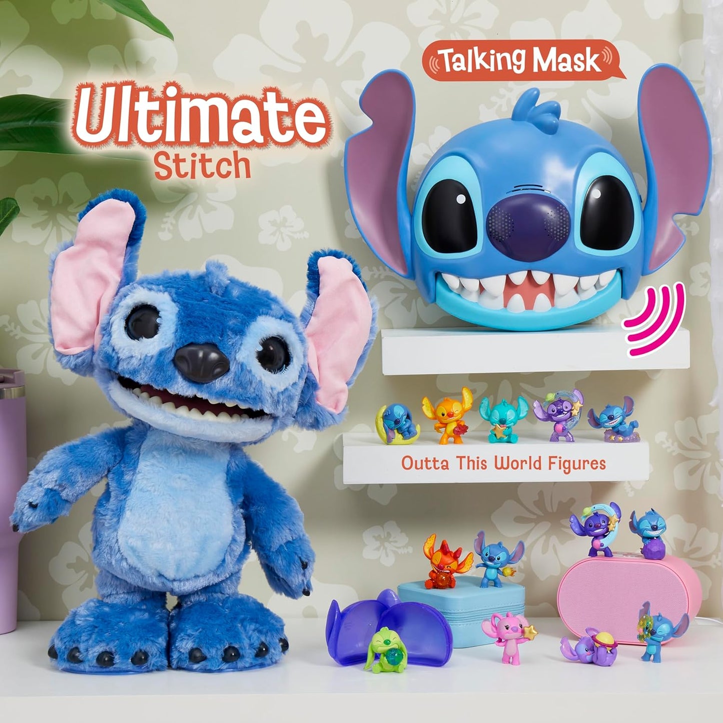 Just Play Máscara Falante do Stitch da Disney da com mais de 25 sons e frases, alças ajustáveis, fantasia infantil, brinquedo para brincar de se vestir e de faz-de-conta para meninas, meninos e crianças a partir de 3 anos.