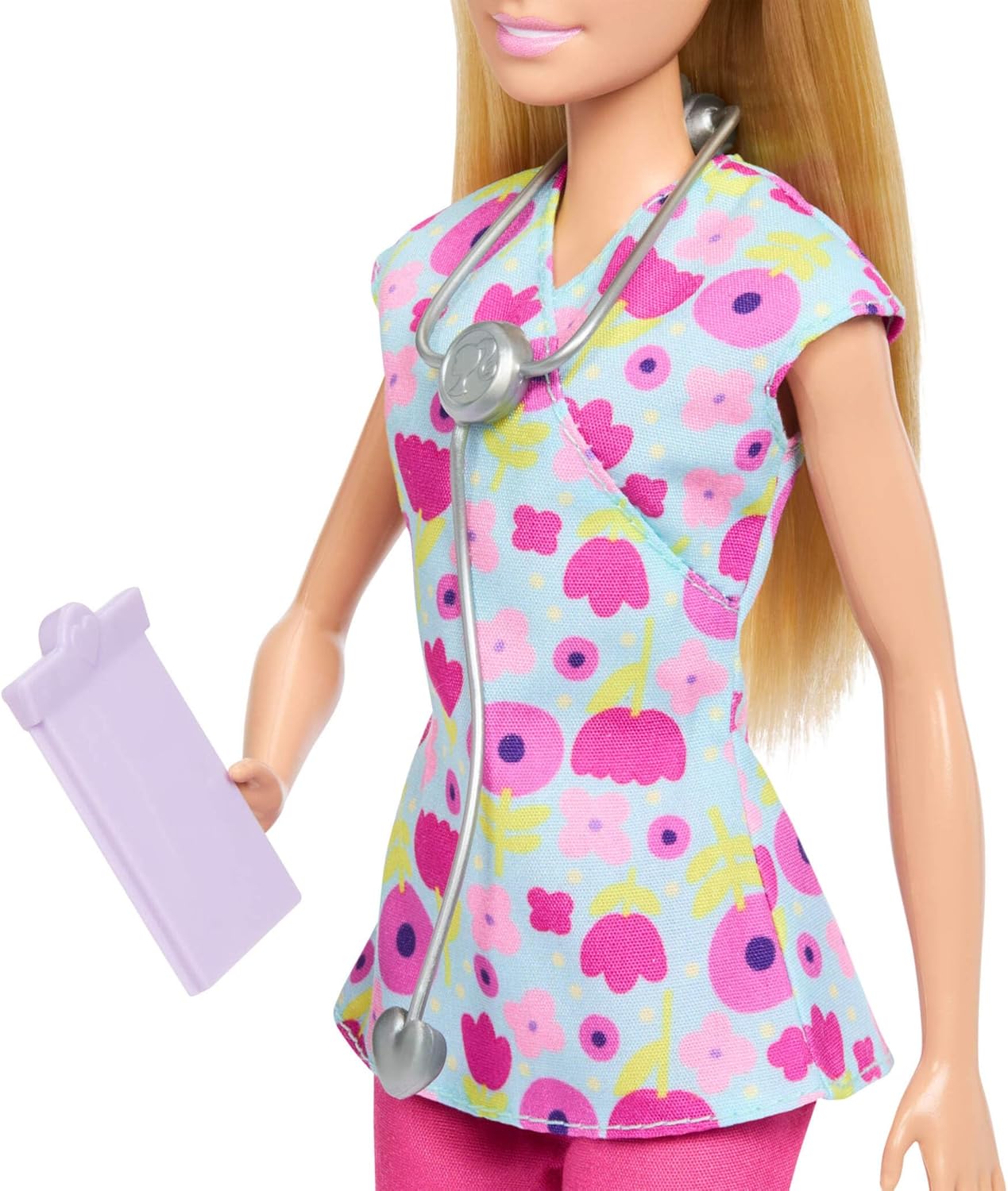Barbie Careers Baby Doctor Playset com boneca loira de uniforme médico, 2 bonecas bebês, mesa de exame e acessórios, JMK12