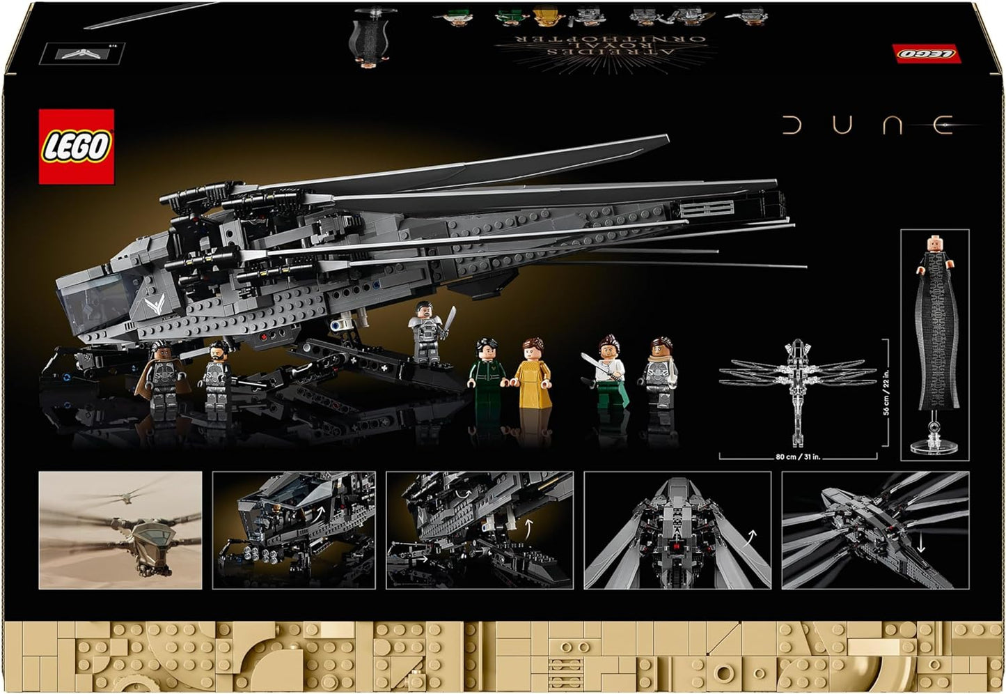 LEGO  10327 Icons Dune Atreides Royal Ornithopter, kit de modelo para adultos construir, presentes de aviação com tema de filme para homens, mulheres, ele, ela, conjunto de veículos com 8 minifiguras Inc.
