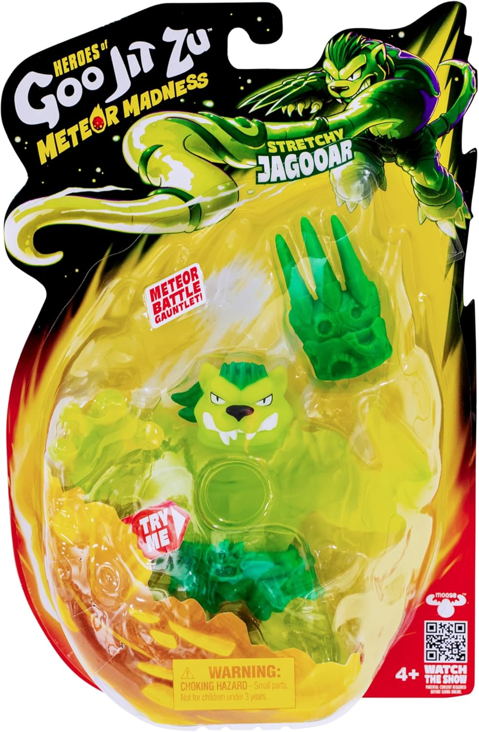 Heróis de Goo Jit Zu Meteor Madness, Figura de Ação Jagooar Elástica, com Recheio Exclusivo de Goo Elástico e Manopla de Batalha de Meteoros.