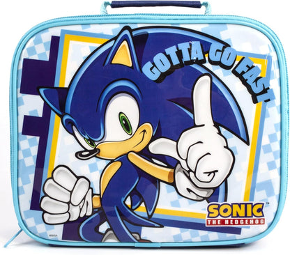 SONIC THE HEDGEHOG Conjunto de lancheira para crianças | Saco de comida escolar para crianças Garrafa de água sem BPA 580ML e pote de lanche | Personagens de Knuckles Tails Amy Rose