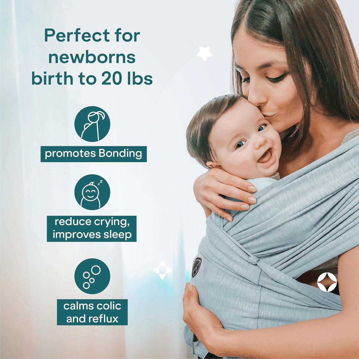 Koala Babycare Canguru para Bebê - Fácil de Usar - Suporte Ergonômico Certificado - Canguru Elástico Multiuso Adequado para Bebês de até 9 kg - Canguru para Bebê