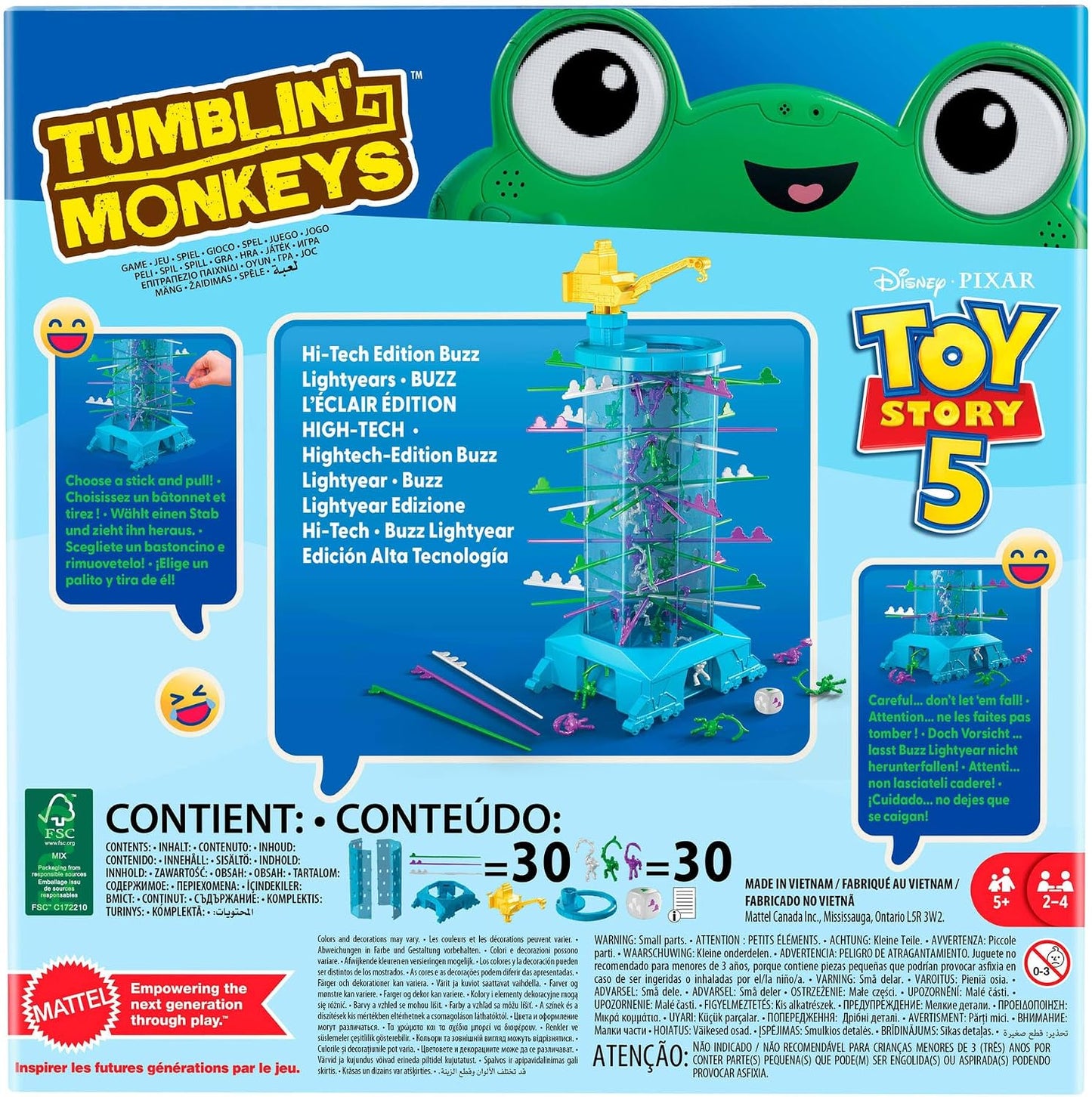 Mattel Games Tumblin’ Monkeys Disney e Pixar Toy Story 5 | Jogo do Buzz Lightyear para Crianças e Família, para 2 a 4 Jogadores a partir de 5 anos, JLW88