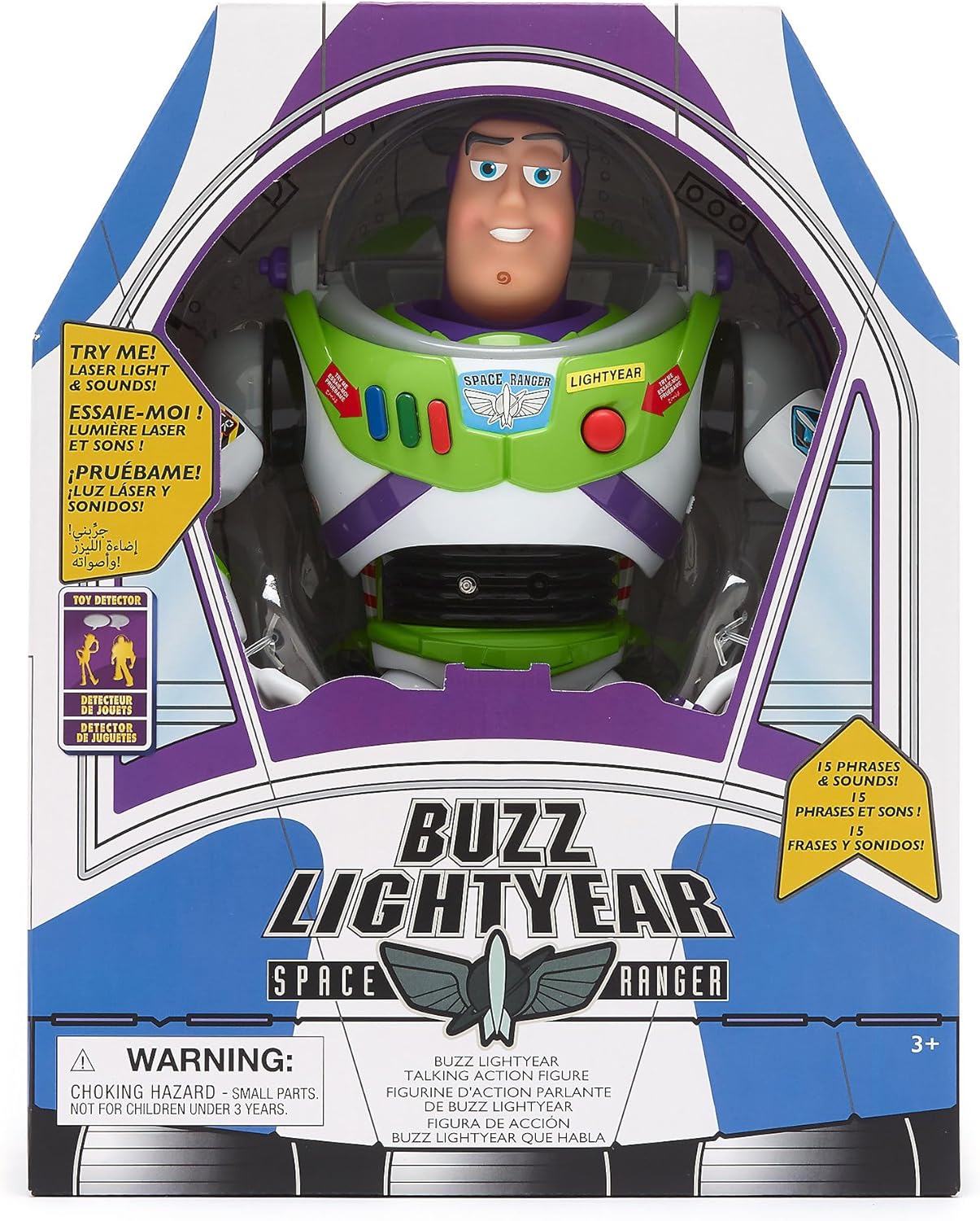 Disney Boneco de ação interativo e falante Buzz Lightyear, oficial da Store, da Pixar, Toy Story, 36 cm/14 polegadas, brinquedo de patrulheiro espacial com mais de 15 frases em inglês, interage com outros personagens, para crianças a partir de 3 anos.