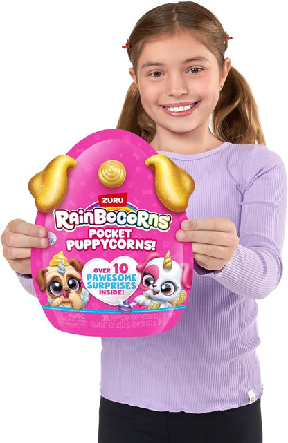 Rainbocorns Pocket Puppycorns, Brinquedo Surpresa Colecionável para Filhotes, Estatueta de Filhote em Miniatura, Brinquedo Fofo para Filhotes (Pacote com 3)