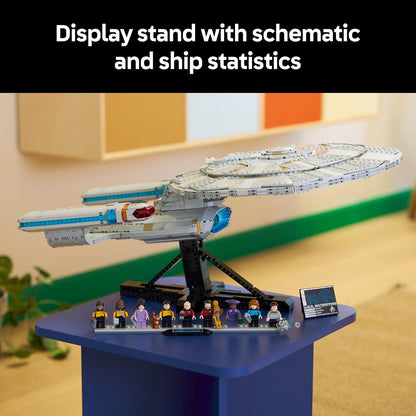 LEGO Icons Star Trek: U.S.S. Enterprise NCC-1701-D - Kit de Modelo para Exibição para Adultos - 2 Cápsulas de Transporte, Função de Separação e 9 Minifiguras, incluindo Jean-Luc Picard e William Riker - Presente para Fãs - 10356