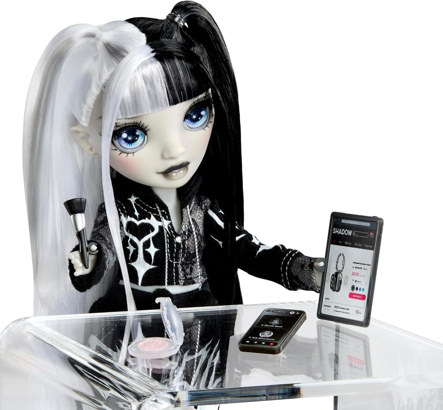 Rainbow High Shadow High Girl's Night - Heather Grayson - Boneca Fashion em tons de cinza de 28 cm, com cabelo e roupa pretos e brancos, acessórios e pente - para colecionadores e crianças a partir de 4 anos.