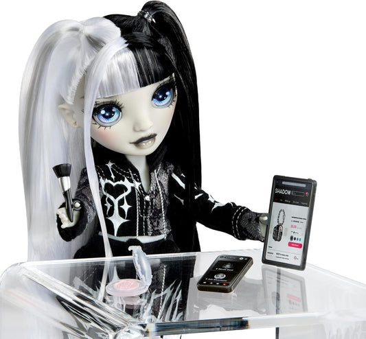 Rainbow High Shadow High Girl's Night - Heather Grayson - Boneca Fashion em tons de cinza de 28 cm, com cabelo e roupa pretos e brancos, acessórios e pente - para colecionadores e crianças a partir de 4 anos.