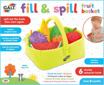 Galt Toys, Cesta de Frutas Encha e Derrama, Brinquedos de Atividades Macios, Idades 9 Meses ou Mais