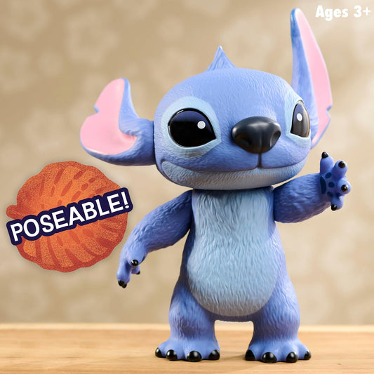 Figura de Vinil Articulada do Stitch da Disney, em tamanho real (35,6 cm), inspirada no novo filme live-action da Disney, Lilo & Stitch. Ideal para brincar ou exibir. Perfeita para fotos e poses. Recomendada para crianças a partir de 3 anos.