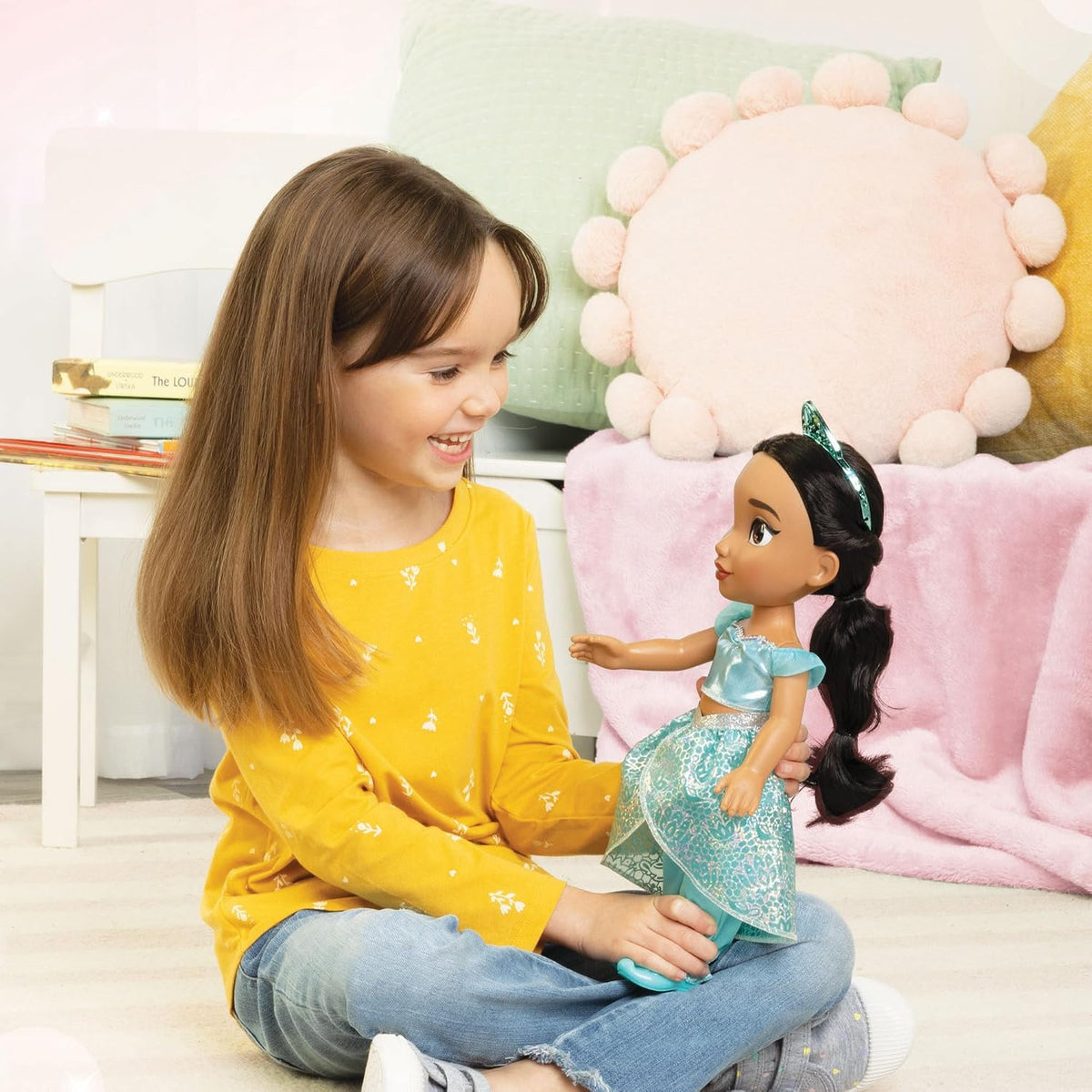 Disney Boneca Princess My Friend Jasmine 35 cm – Disney 100 Anos de Magia, Traje Platinum