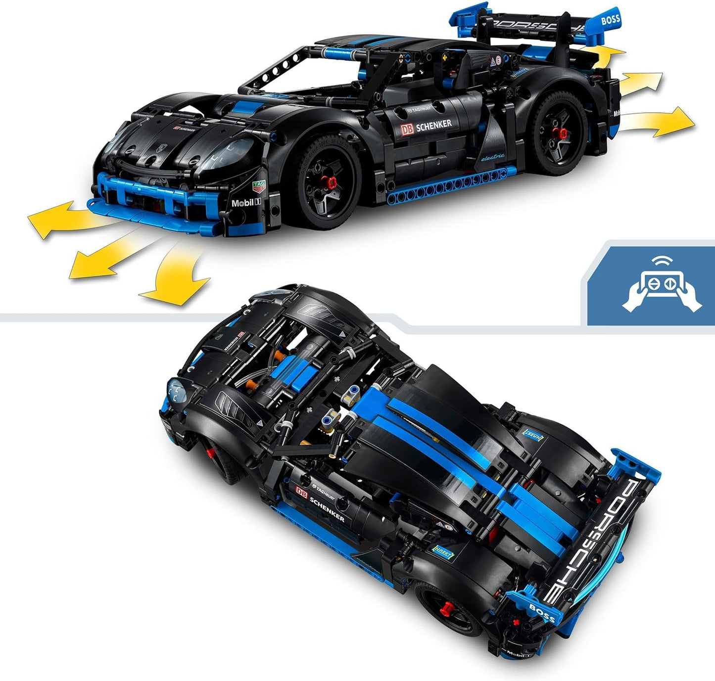 LEGO Brinquedo de carro de corrida Technic Porsche GT4 e-Performance para meninos e meninas de 10 anos ou mais, modelo de veículo com ação de controle remoto, decoração de quarto infantil,