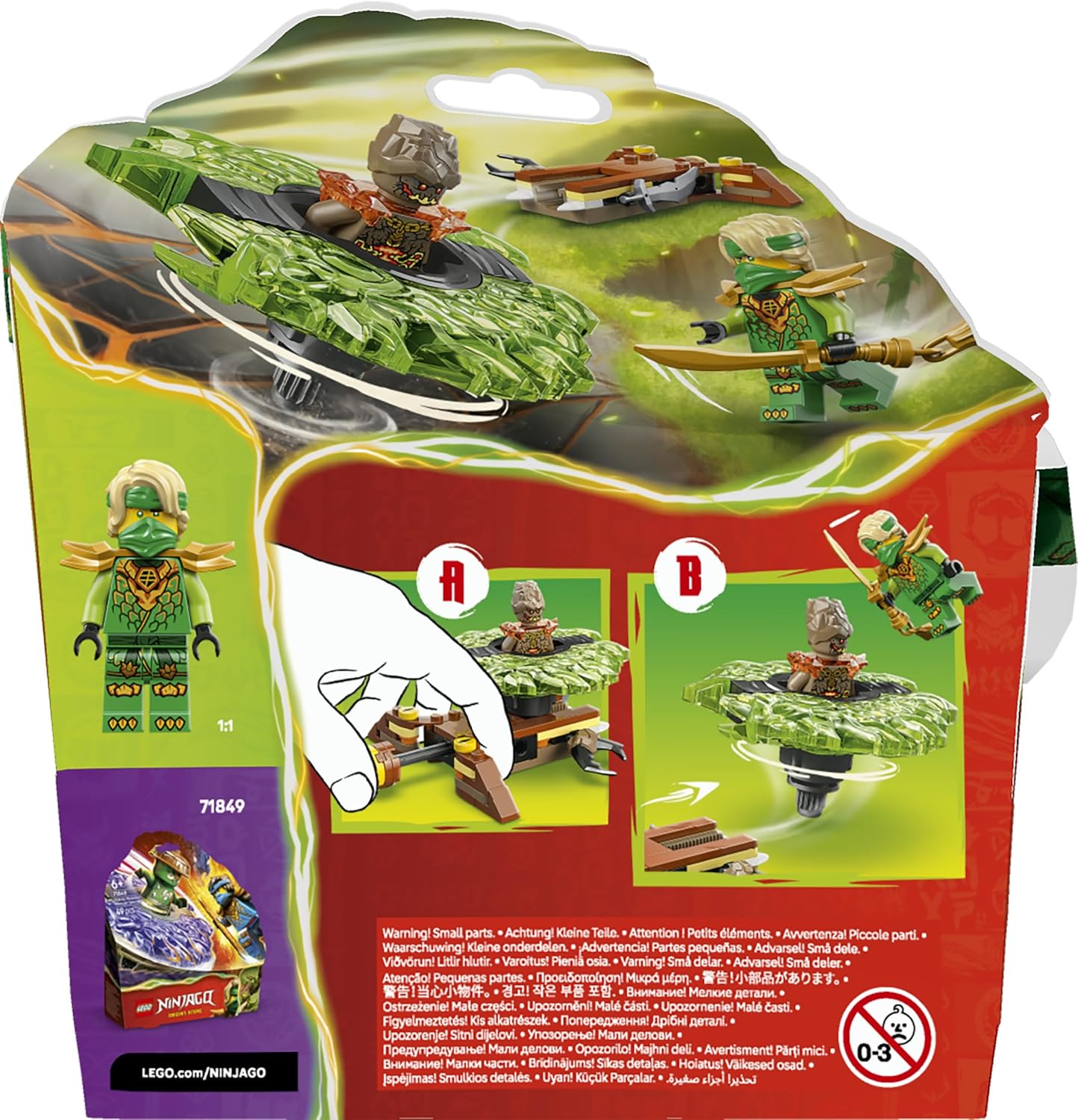 LEGO NINJAGO Lloyd vs. Pião Monstro da Terra - Brinquedo Giratório Ninja com Lançador, Piões de Batalha e 2 Minifiguras - Presente de Aniversário para Meninos e Fãs a partir de 6 Anos - 71850