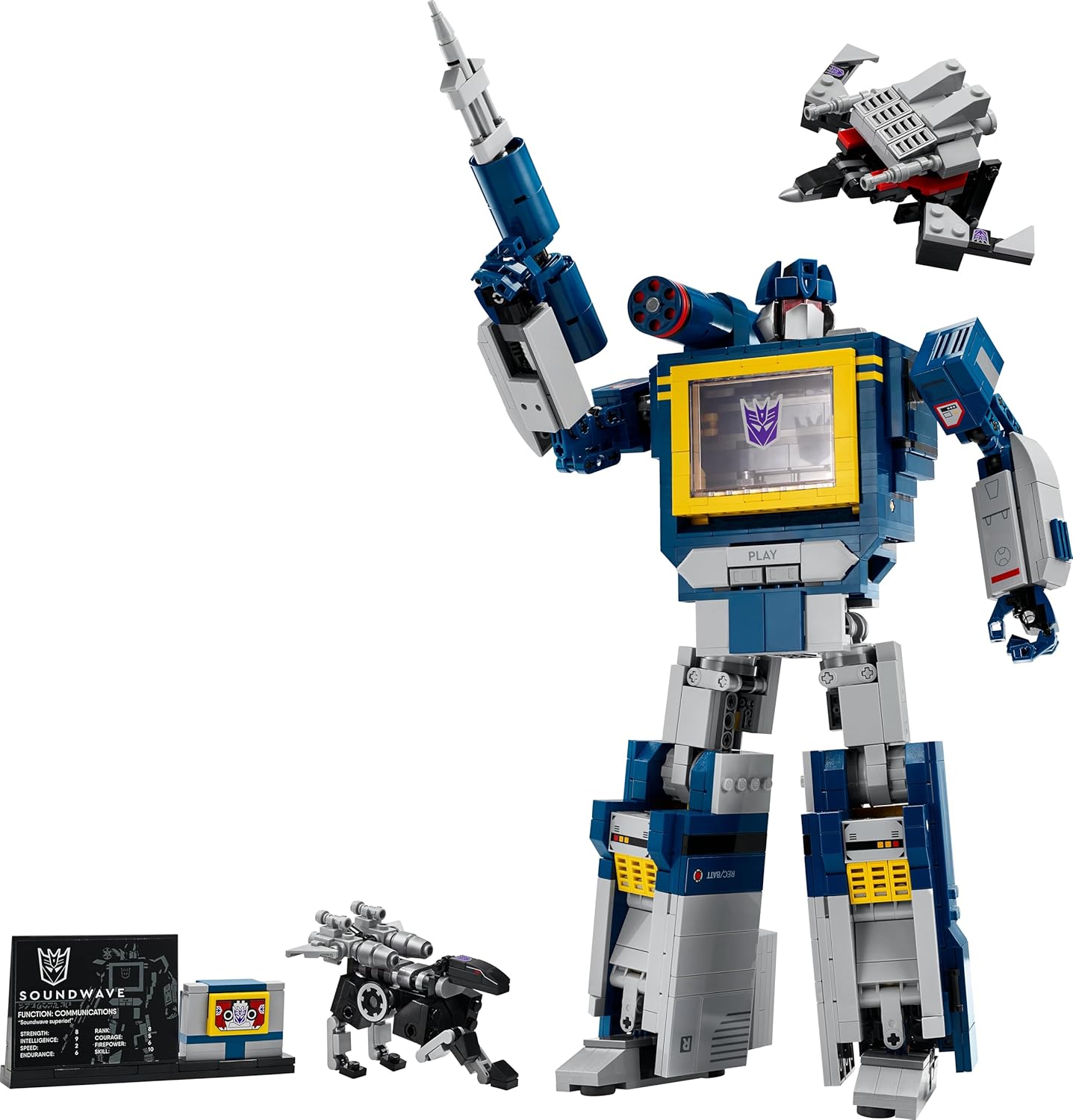 LEGO Icons Transformers: Conjunto Soundwave para Adultos - Kit de Modelo para Exibição com Figuras Conversíveis, incluindo Laserbeak e Ravage, além de um Bloco Sonoro - Presente Colecionável para Fãs - 10358