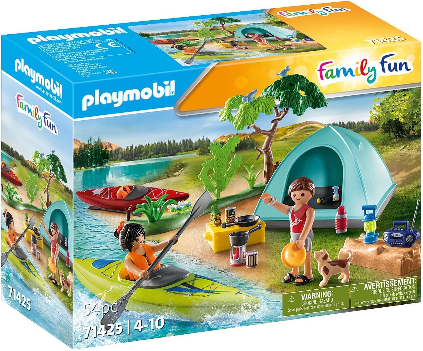 Playmobil 71425 Acampamento divertido para a família com fogueira, brinquedo ao ar livre e dramatização imaginativa, conjuntos adequados para crianças de 4 anos ou mais