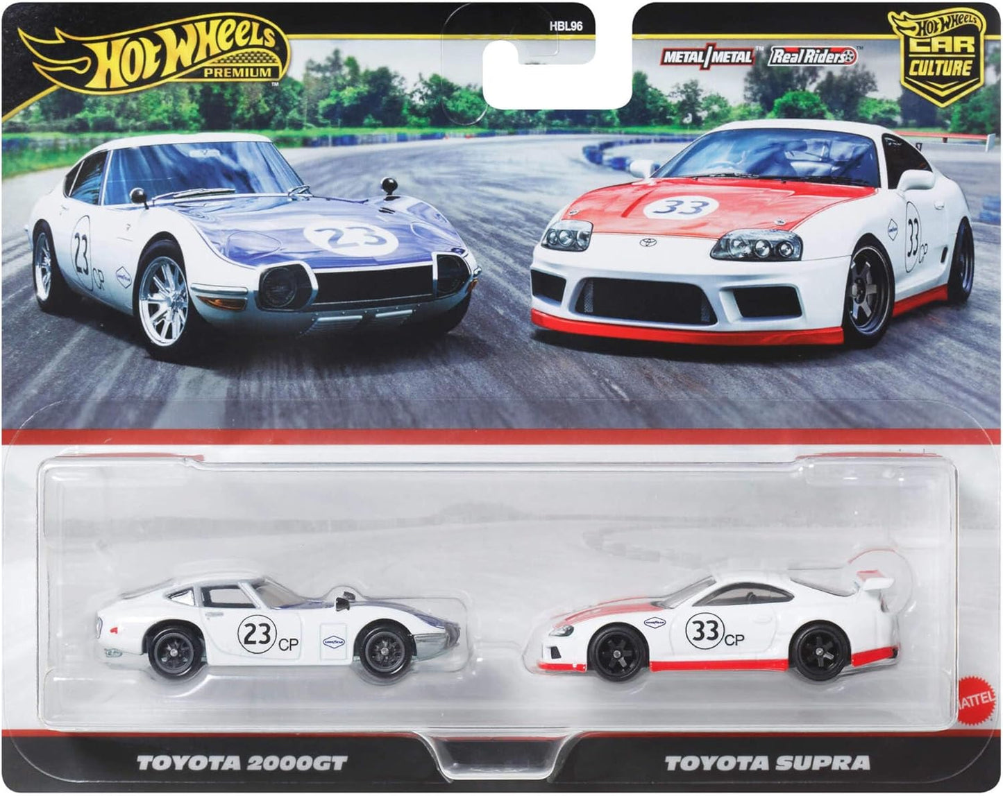 Hot Wheels Premium Car Culture - Pacote com 2 veículos em escala 1:64, combinações exclusivas, pneus Real Riders, chassi de metal, brinquedo para colecionadores, JBL03