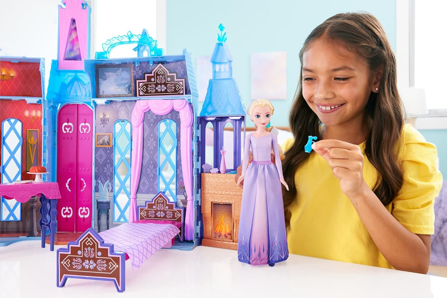 Mattel Disney Frozen 2 Elsa's Arendelle Castle Doll House, 2+ Ft Tall | Includes Elsa Fashion Doll with Removable Skirt & Playset with 4 Play Areas, Furniture & Accessories, HLW61