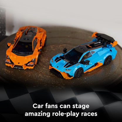 LEGO Speed Champions Lamborghini Revuelto e Huracán STO - Kit de Modelo de Carros de Corrida de Brinquedo com 2 Minifiguras de Pilotos - Presente de Aniversário para Meninos a partir de 10 Anos - 77238