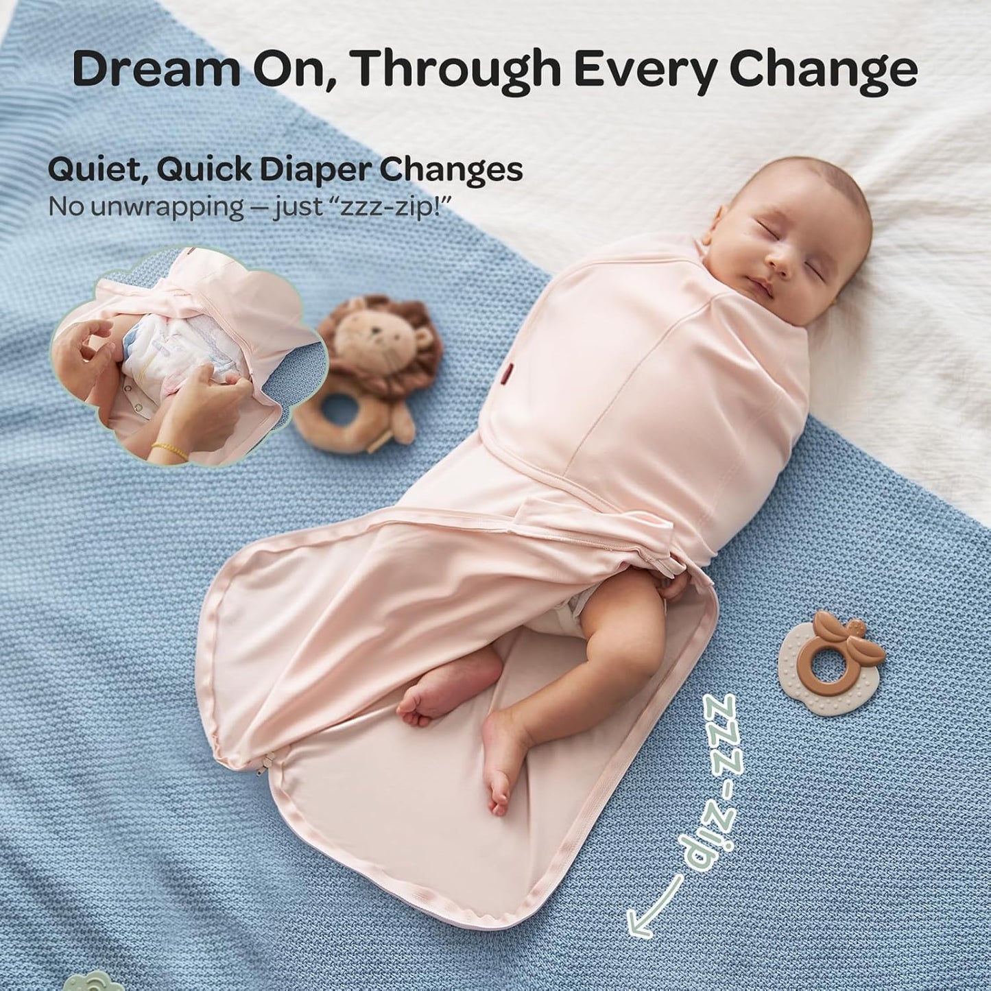 Momcozy Mantas para Recém-Nascidos de 0 a 3 Meses, com Fecho Silencioso, Fáceis de Usar para Pais de Primeira Viagem, Reduzem o Reflexo de Sobressalto, Pacote com 2, Rosa