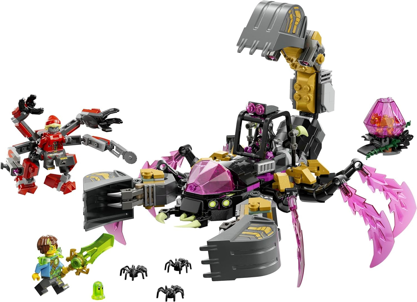 LEGO DREAMZzz 2 em 1 Escavadeira Escorpião Pesadelo - Transforma-se em uma figura de Vespa - Inclui 3 minifiguras e uma criatura colecionável laranja do tesouro - Presente para meninos a partir de 7 anos - 71513