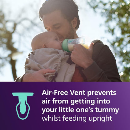 Philips Mamadeira Avent Natural Response com sistema de ventilação AirFree, 260 ml, com bico de fluxo médio (fluxo 3), estampa "Plantas da Floresta", SCY673/83