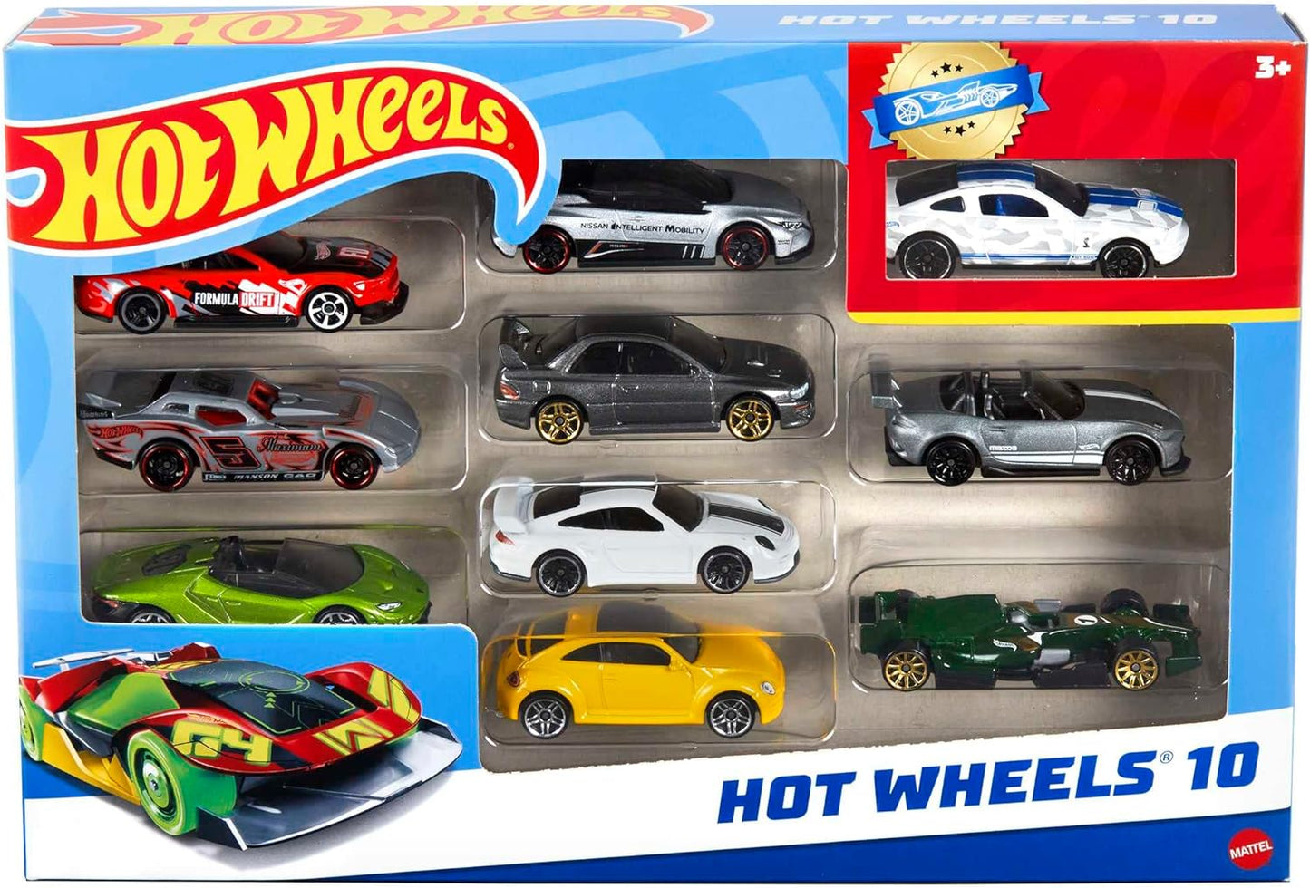 Hot Wheels Conjunto de 10 caminhões e carros de brinquedo em escala 1:64 para crianças e colecionadores, os estilos podem variar, 54886