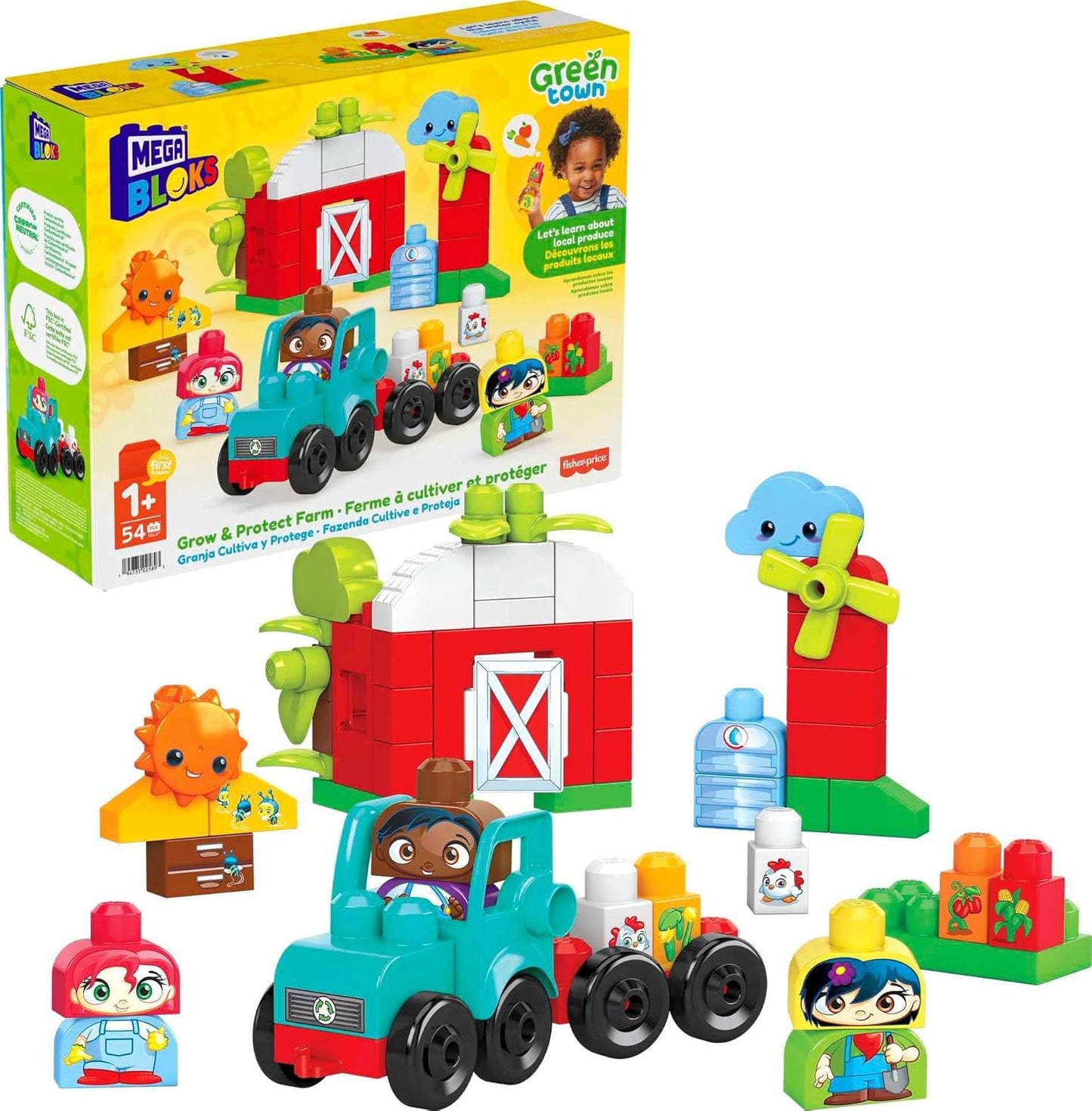 MEGA BLOKS Blocos de construção infantis Fisher-Price, classificação e reciclagem de cidade verde