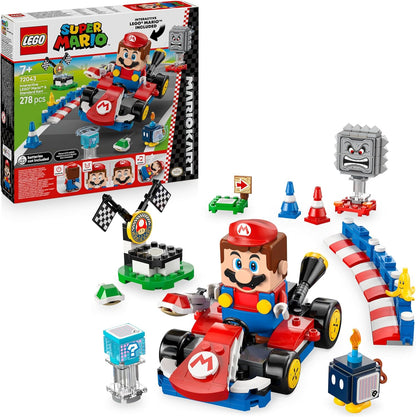 LEGO Mario Kart – Mario Interativo e Kart Padrão - Pista de Corrida de Brinquedo com um Carro, 3 Figuras, um Pódio e Barreiras - Presente para Jogadores a partir de 7 Anos - 72043