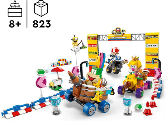 LEGO Super Mario: Mario Kart – Conjunto de brinquedos de construção Baby Peach e Grand Prix, com 4 figuras de personagens Nintendo e 4 veículos, incluindo. Bicicleta padrão, presente para meninos, meninas e jogadores com mais de 8 anos