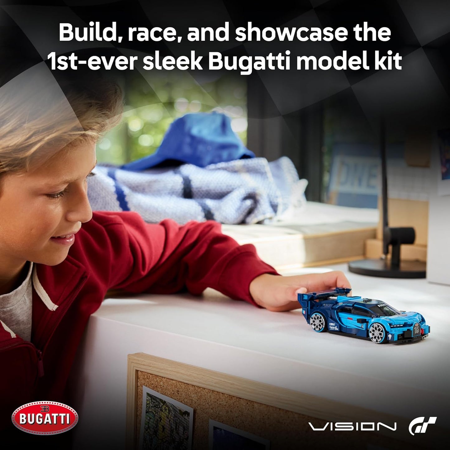LEGO Speed Champions Bugatti Vision GT Hyper Sports Car - Kit de Montagem com Minifigura Colecionável de Piloto - Ótima Ideia de Presente para Meninos a partir de 9 Anos e Fãs de Automobilismo - 77253
