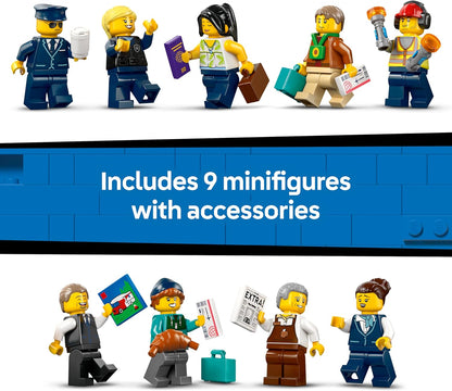 LEGO City Aeroporto com Avião - Kit de Modelo em Miniatura com Terminal, Avião, Caminhão Reboque, Ponte, 9 Minifiguras e Acessórios - Ideia de Presente de Aniversário para Meninos a partir de 8 Anos - 60502