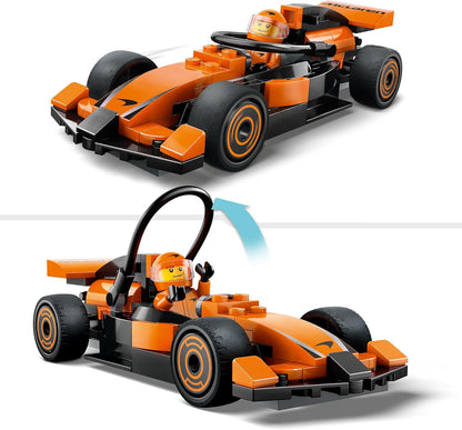 LEGO City F1 Driver com McLaren Race Car - Brinquedo de construção de Fórmula 1 com uma minifigura de piloto de corrida - Pequena ideia de presente de aniversário para meninos e meninas com mais de 6 anos ou fãs adultos de automobilismo
